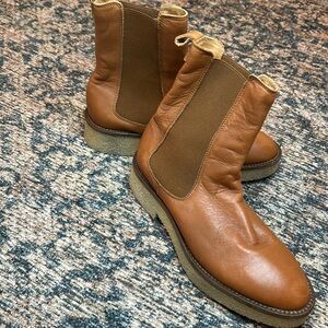 H&M leather cognac brown booties Eur 37/US 6